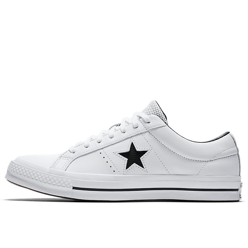 One Star Perforated Leather Low Top in White | Converse.ca