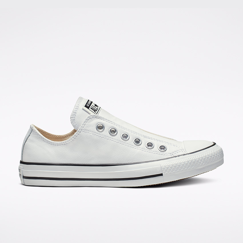 Chuck Taylor All Star Leather Slip in White/White/Black | Converse.ca