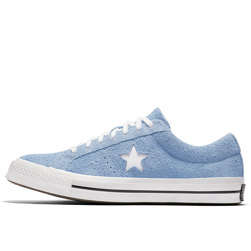 converse one star light blue suede