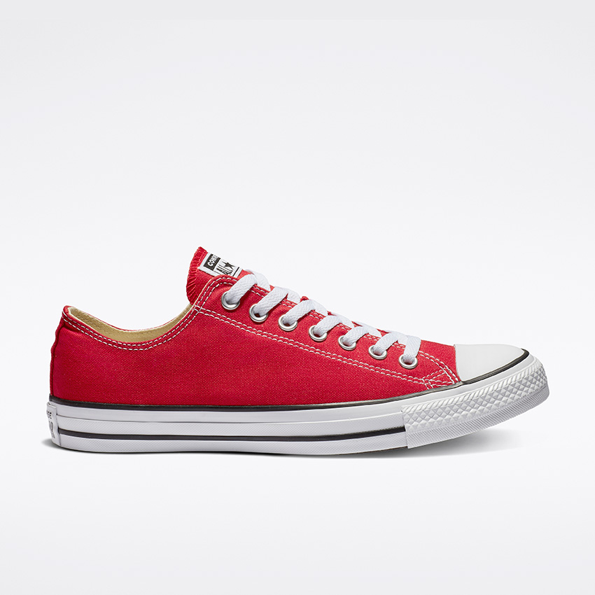 converse black and red canvas sneakers